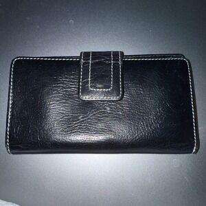 Fossil genuine leather wallet women's Black B9‎
